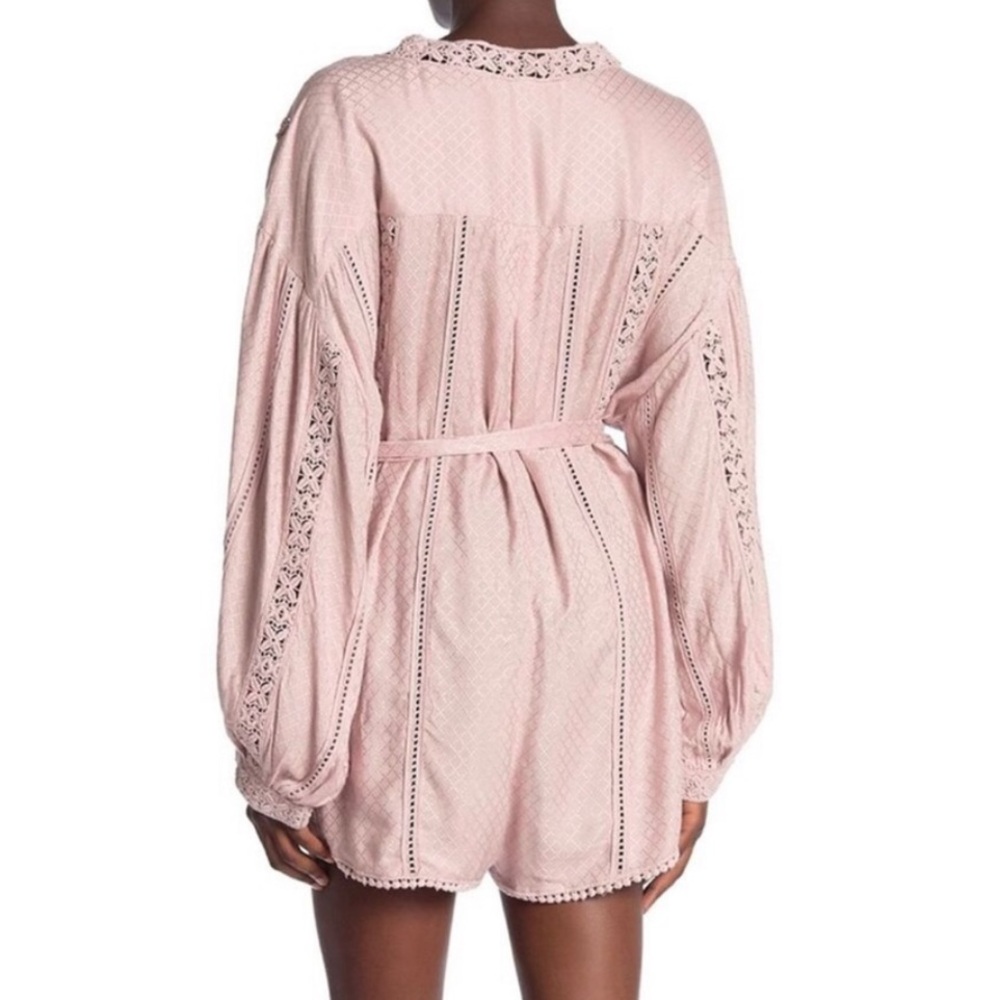 Free people floral pink romper embroidery tie NWT medium - Picture 7 of 8